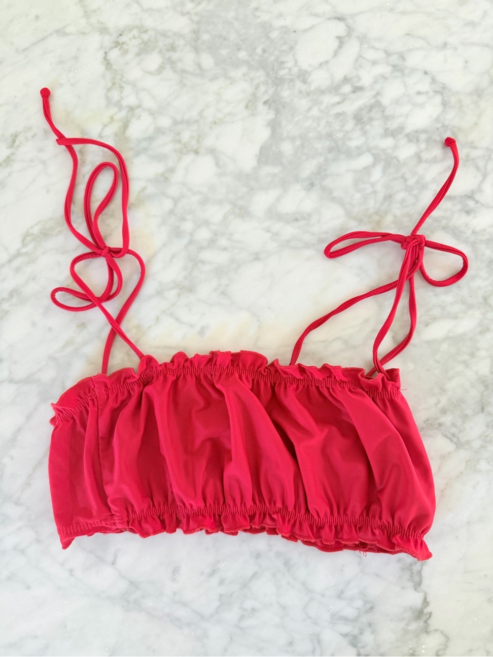 Reformation Ruffle Tie-Strap Bikini Top